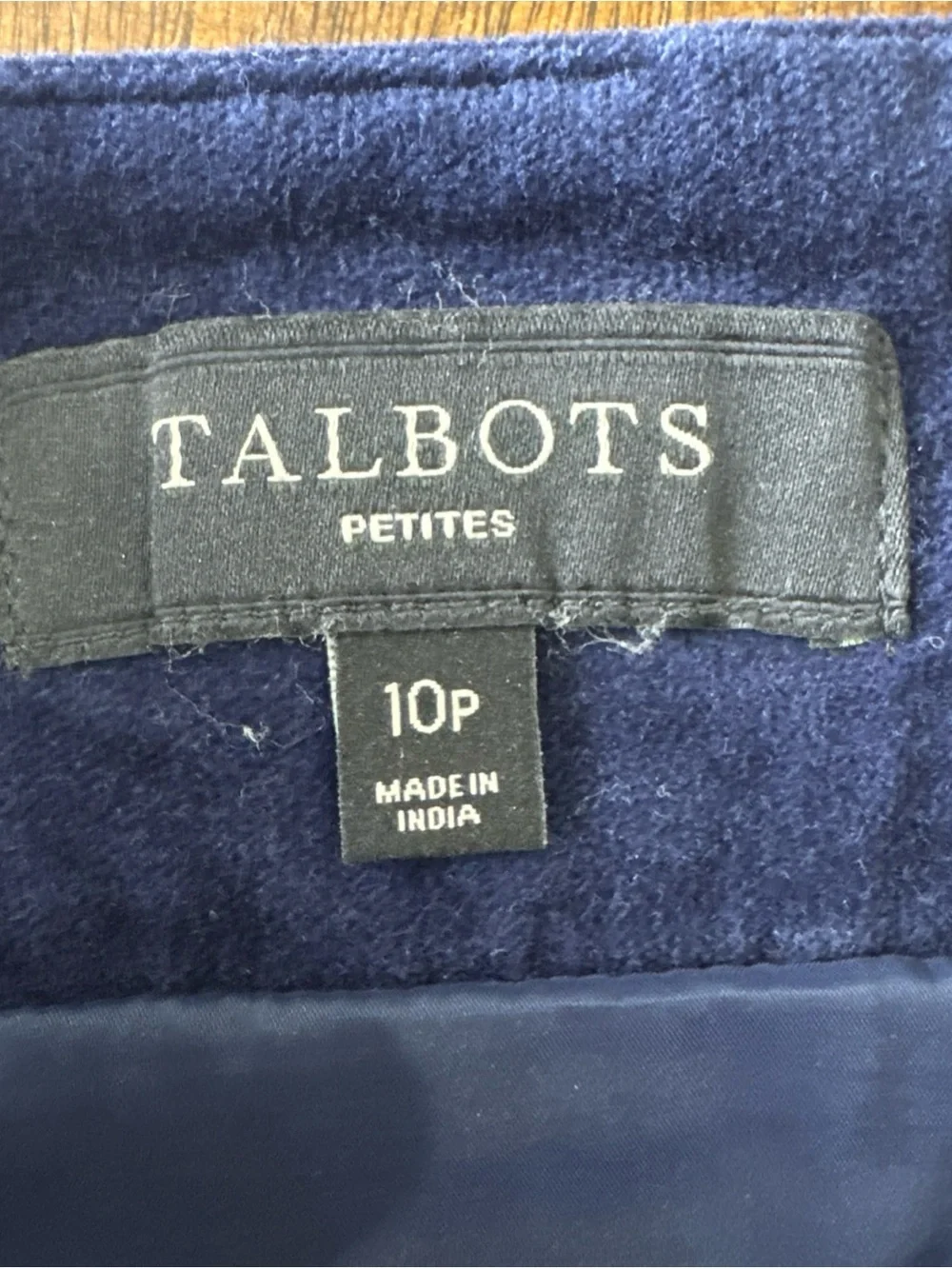 Talbots Petites Blue Velvet Pencil Skirt 10 P Stretch Preppy Academia Holiday